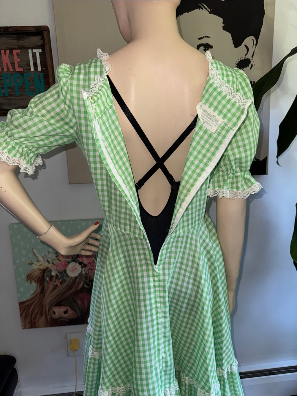 Vintage Gingham Western Baby Doll Dress - Picture 15 of 15
